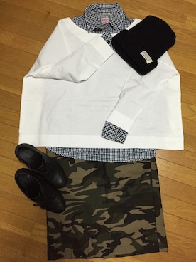 「スウェット×シャツ」｜あさん（レディース・153cm）の冬コーディネート