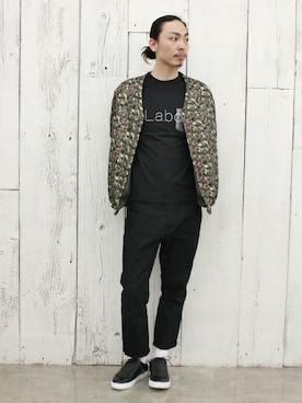 「サルエルデニム」｜「アイテム（ブルゾン）」を使った、Lui's PRESS 井原さん（メンズ・178cm）の秋コーディネート