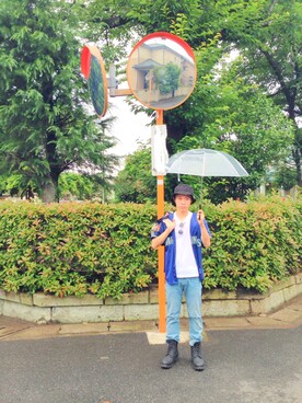 「アイテム（ハット）」を使った、244さん（メンズ・166cm）の夏コーディネート