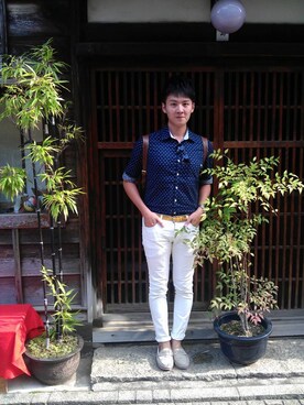 「plain-me（プレインミー）のアイテム」を使った、RyanMaoさん（メンズ・172cm）の夏コーディネート