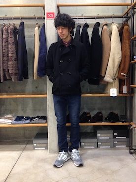 「URBAN RESEARCH Sonny Label（アーバンリサーチサニーレーベル）のアイテム（ピーコート）」を使った、shibataniさん（メンズ・180cm）の冬コーディネート