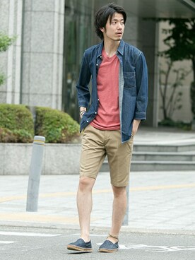 「URBAN RESEARCH（アーバンリサーチ）のアイテム（その他シューズ）」を使った、shibataniさん（メンズ・180cm）の夏コーディネート