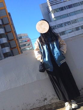 「blue」｜「アイテム（その他アウター）」を使った、きりさん（レディース・158cm）の冬コーディネート