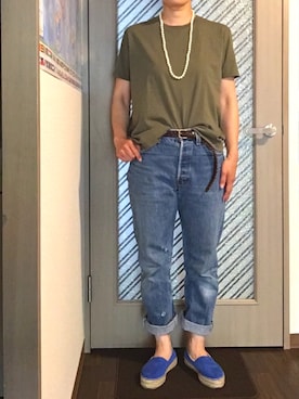 「MANNINE（マンナイン）のアイテム」を使った、enonoさん（レディース・157cm）の春コーディネート