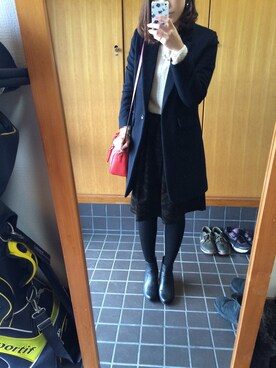 「アイテム（ボストンバッグ、レッド系）」を使った、mintさん（レディース・160cm）の冬コーディネート