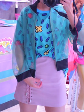 「オーガンジー」｜「アイテム（ブルゾン）」を使った、galaxxxyさん（レディース・155cm）の秋コーディネート