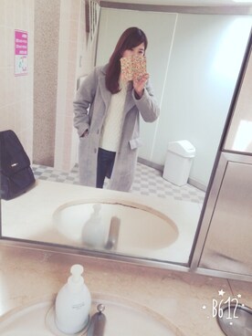 「NICE CLAUP（ナイスクラップ）のアイテム（チェスターコート）」を使った、sayakaさん（レディース・156cm）の秋コーディネート