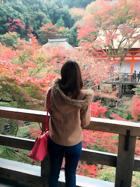 「NICE CLAUP（ナイスクラップ）のアイテム（ダッフルコート）」を使った、sayakaさん（レディース・156cm）の秋コーディネート