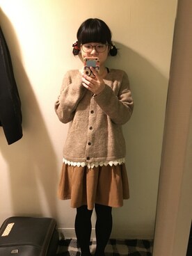 「earth music&ecology（アースミュージックアンドエコロジー）のアイテム（スカート、イエロー系）」を使った、abaobaoさん（レディース・154cm）の春コーディネート