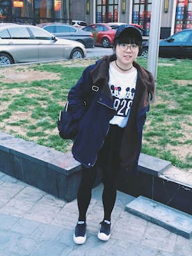 「UNIQLO（ユニクロ）のアイテム（Tシャツ/カットソー、ホワイト系）」を使った、abaobaoさん（レディース・154cm）の春コーディネート
