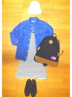 「H&M（エイチ・アンド・エム）のアイテム（ワンピース/ドレス、ホワイト系）」を使った、akiiiiiさん（レディース・158cm）の春コーディネート