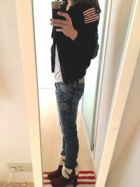 「星条旗」｜「アイテム（ブルゾン）」を使った、atsu_tagさん（レディース・158cm）の冬コーディネート