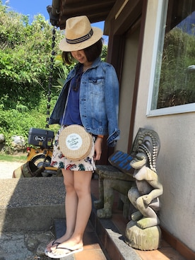 「星条旗」｜「アイテム（デニムジャケット）」を使った、atsu_tagさん（レディース・158cm）の夏コーディネート
