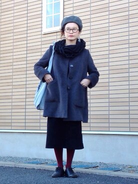 「ハグマグ」｜「アイテム（ハンチング/ベレー帽）」を使った、トトトさん（レディース・152cm）の冬コーディネート