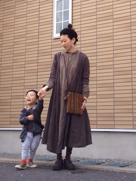 「ハグマグ」｜「アイテム（シャツワンピース）」を使った、トトトさん（レディース・152cm）の春コーディネート