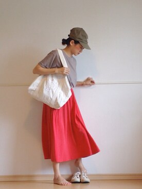 「パックT」｜「アイテム（帽子）」を使った、トトトさん（レディース・152cm）の夏コーディネート