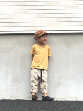 「WILD THINGS（ワイルドシングス）のアイテム（パンツ）」を使った、トトトさん（キッズ・110cm）の秋コーディネート