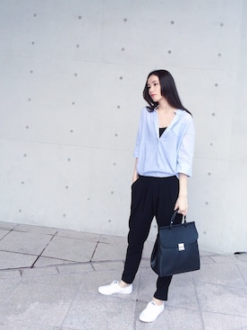 「mooncat（mooncat）のアイテム（トップス）」を使った、MOONCATさん（レディース・164cm）の夏コーディネート