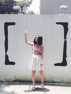 「アイテム（カーゴパンツ、ホワイト系）」を使った、MOONCATさん（レディース・160cm）の夏コーディネート