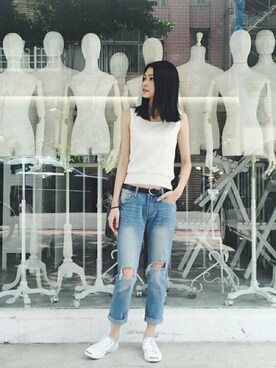 「mooncat（mooncat）のアイテム」を使った、MOONCATさん（レディース・172cm）の夏コーディネート