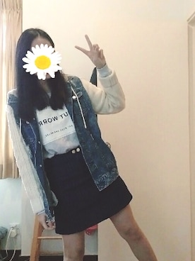 「Soareak（ソアリーク）のアイテム（デニムジャケット）」を使った、🌸 hina 🌸さん（レディース・163cm）の冬コーディネート