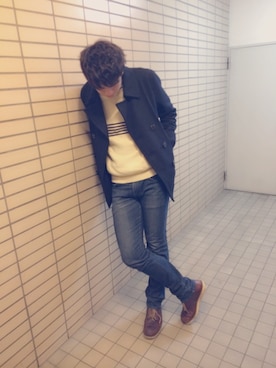 「アイテム（ピーコート）」を使った、junjunさん（メンズ・187cm・10代）の冬コーディネート