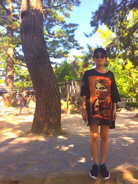 「OBEY」｜「アイテム（帽子）」を使った、stanさん（レディース・158cm）の夏コーディネート