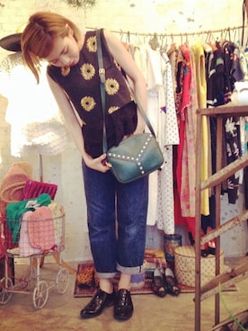 「Yves Saint Laurent（イヴサンローラン）のアイテム（バッグ）」を使った、ticogさん（レディース・157cm）の夏コーディネート
