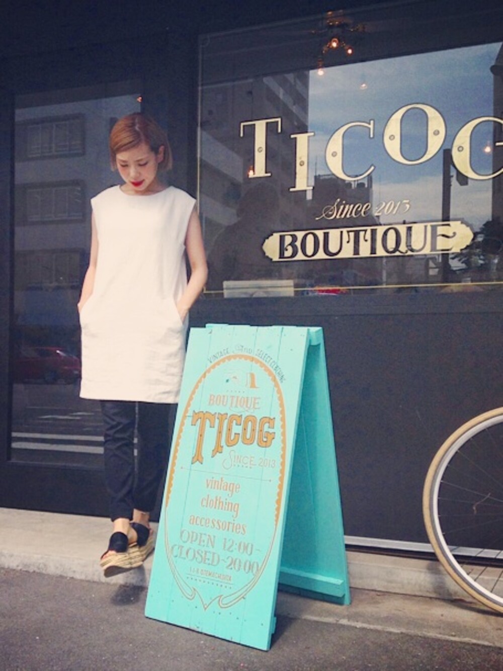 「ワンピース、ホワイト、ホワイトコーデ」｜「ticogのアイテム（ワンピース、ホワイト系）」を使った、ticogさん（レディース・157cm）の夏コーディネートの1枚目の写真