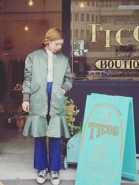 「ticog（ティコグ）のアイテム（ジャケット/アウター）」を使った、ticogさん（レディース・157cm）の秋コーディネート