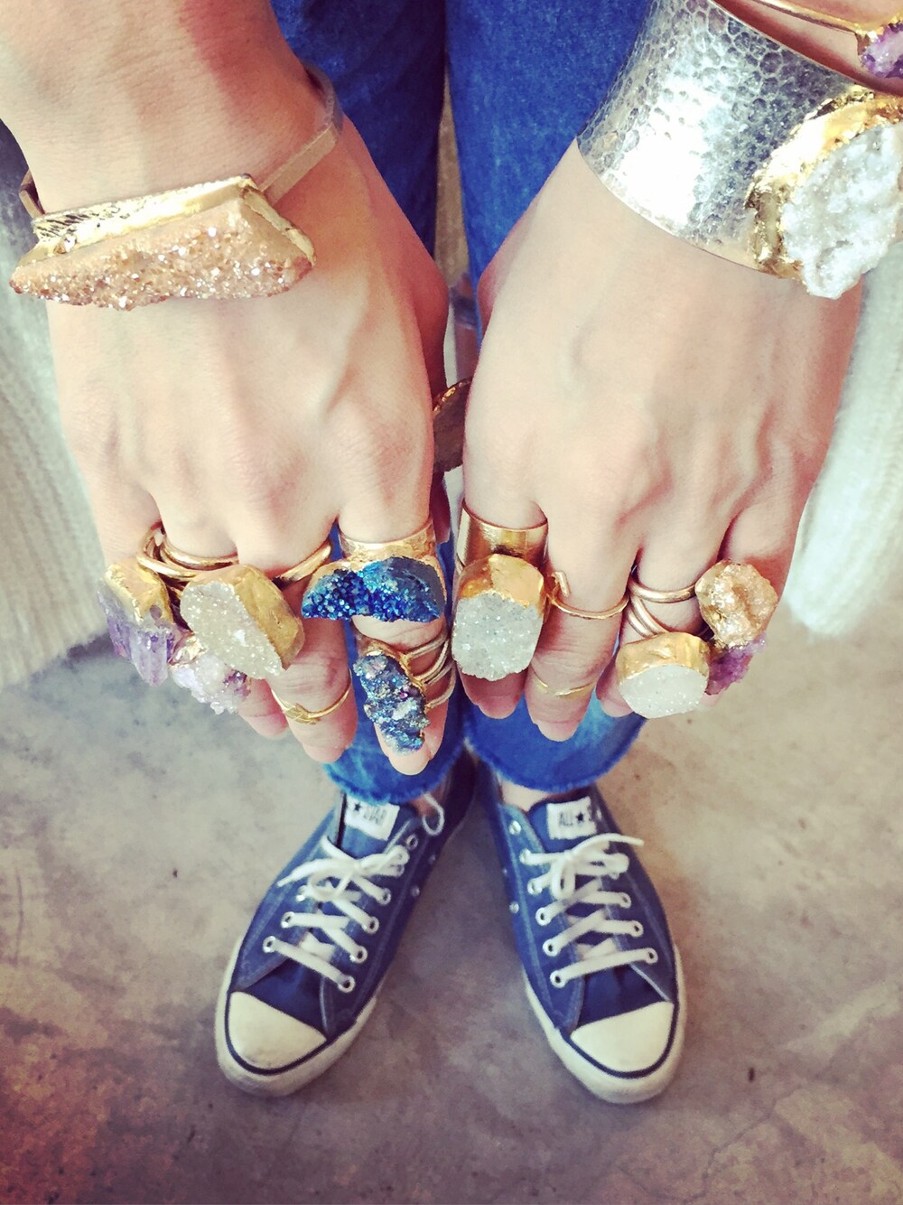 「Jewelry、druzy、リング、カラフル」｜「ticogのアイテム（リング、その他）」を使った、ticogさん（レディース・157cm）の秋コーディネートの1枚目の写真