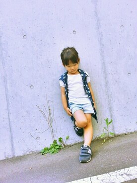 「NEWBALANCE」｜「アイテム（その他）」を使った、☁︎雲とゆんちゃん☁︎さん（キッズ・90cm）の秋コーディネート