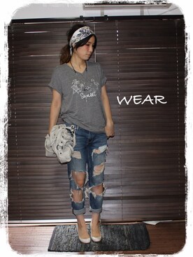 「nﾟ 44（ナンバーヨンジュウヨン）のアイテム（バッグ）」を使った、yuniさん（レディース・155cm）の夏コーディネート