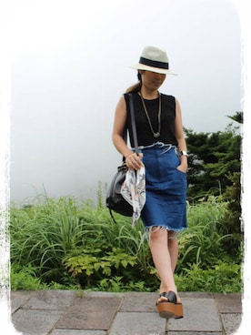 「CLOSE-UP（クローズアップ）のアイテム（帽子）」を使った、yuniさん（レディース・155cm）の夏コーディネート