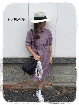 「CLOSE-UP（クローズアップ）のアイテム（帽子）」を使った、yuniさん（レディース・155cm）の夏コーディネート