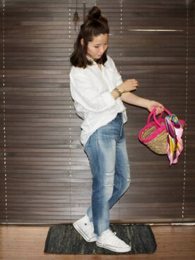 「EASE DESIGN（イーｽﾞデザイン）のアイテム」を使った、yuniさん（レディース・155cm）の春コーディネート