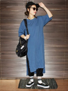 「SMADDY（スマディー）のアイテム」を使った、yuniさん（レディース・155cm）の夏コーディネート