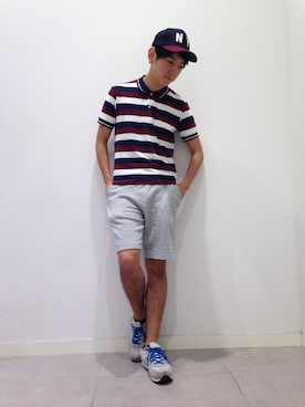 「GU（ジーユー）のアイテム（キャップ）」を使った、こうじさん（メンズ・172cm）の夏コーディネート
