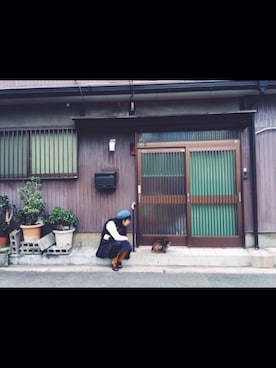 「猫」｜「アイテム（ハンチング/ベレー帽）」を使った、ますみるくさん（レディース・161cm）の冬コーディネート