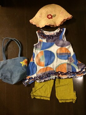 「ZUCCa（ズッカ）のアイテム（Tシャツ/カットソー、パープル系）」を使った、まーさん（レディース・162cm）の夏コーディネート