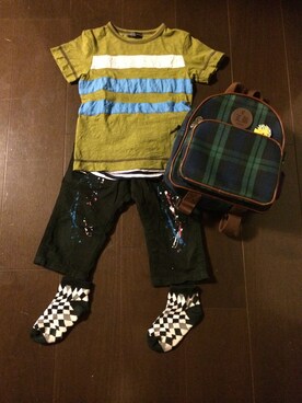 「ZUCCa（ズッカ）のアイテム（Tシャツ/カットソー、パープル系）」を使った、まーさん（レディース・162cm）の夏コーディネート