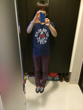 「BLUE BLUE（ブルーブルー）のアイテム（Tシャツ/カットソー、ベージュ系）」を使った、まーさん（レディース・162cm）の夏コーディネート