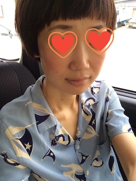 「BLUE BLUE（ブルーブルー）のアイテム（シャツ/ブラウス、ブルー系）」を使った、まーさん（レディース・162cm）の夏コーディネート