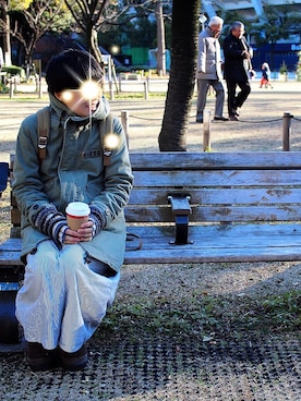 「UGG」｜「アイテム（モッズコート）」を使った、まーさん（レディース・162cm）の冬コーディネート