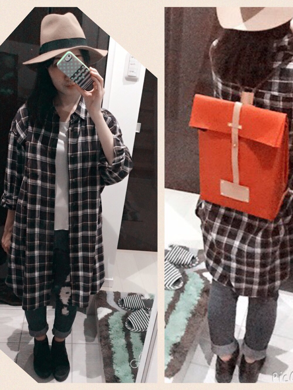 「N.（N. Natural Beauty Basic）のブリムダウンハット（ハット、ベージュ系）」を使った、memi219さん（レディース・163cm）の秋コーディネートの1枚目の写真