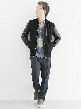 「URBAN RESEARCH（アーバンリサーチ）のアイテム（スタジャン）」を使った、yukihigashiuraさん（メンズ・172cm）の秋コーディネート