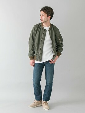 「URBAN RESEARCH（アーバンリサーチ）のアイテム（MA-1）」を使った、yukihigashiuraさん（メンズ・172cm）の春コーディネート