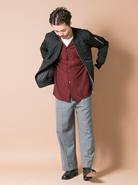 「URBAN RESEARCH（アーバンリサーチ）のアイテム（MA-1）」を使った、yukihigashiuraさん（メンズ・172cm）の秋コーディネート