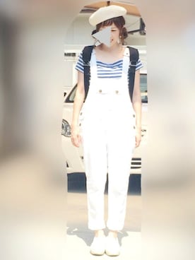「ポカリコーデバトン」｜「アイテム（オールインワン・サロペット）」を使った、KORO☺︎さん（レディース・152cm）の夏コーディネート