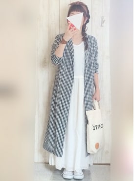 「ベレー帽推奨委員会」｜「アイテム（シャツワンピース）」を使った、KORO☺︎さん（レディース・152cm）の秋コーディネート
